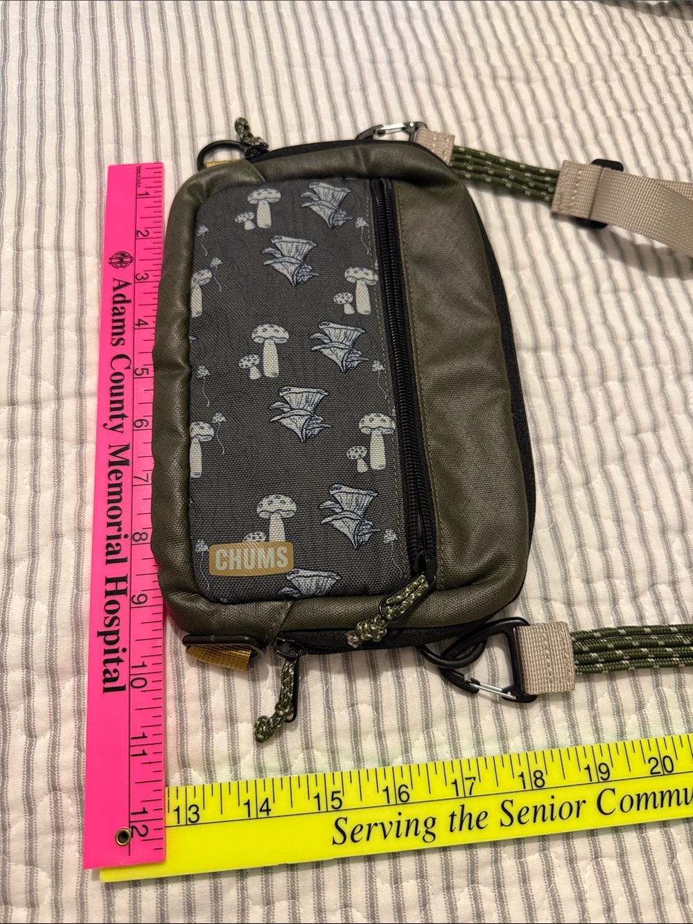 Chums Gray/Green Crossbody Organizer Bag